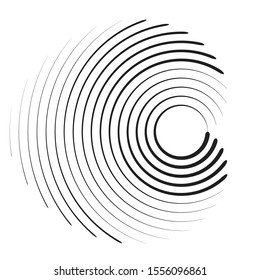 Speed Lines in Circle Form . Spiral Vector Illustration .Technology round Logo . Design element . Abstract Geometric shape . Striped border frame