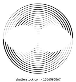 Speed Lines in Circle Form . Spiral Vector Illustration .Technology round Logo . Design element . Abstract Geometric shape . Striped border frame