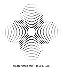 Speed Lines in Circle Form . Spiral Vector Illustration .Technology round Logo . Design element . Abstract Geometric shape . Striped border 