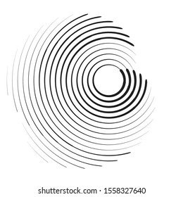 Speed Lines in Circle Form . Spiral Vector Illustration .Technology round Logo . Design element . Abstract Geometric shape . Striped border frame