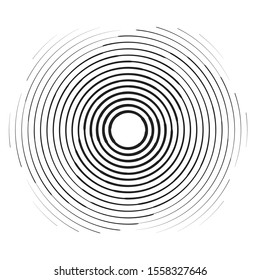 Speed Lines in Circle Form . Spiral Vector Illustration .Technology round Logo . Design element . Abstract Geometric shape . Striped border frame