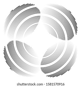 Speed Lines in Circle Form . Spiral Vector Illustration .Technology round Logo . Design element . Abstract Geometric shape . Striped border frame