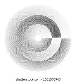 Speed Lines in Circle Form . Spiral Vector Illustration .Technology round Logo . Design element . Abstract Geometric shape . Striped border frame