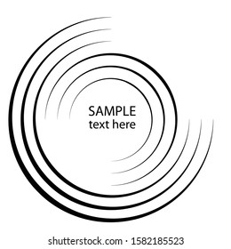 Speed Lines in Circle Form . Spiral Vector Illustration .Technology round Logo . Design element . Abstract Geometric shape . Striped border frame