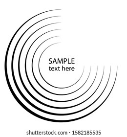Speed Lines in Circle Form . Spiral Vector Illustration .Technology round Logo . Design element . Abstract Geometric shape . Striped border frame