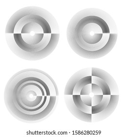 Speed Lines in Circle Form . Spiral Vector Illustration .Technology round Logo . Design element . Abstract Geometric shape . Striped border frame
