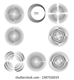 Speed Lines in Circle Form . Spiral Vector Illustration .Technology round Logo . Design element . Abstract Geometric shape . Striped border frame