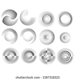 Speed Lines in Circle Form . Spiral Vector Illustration .Technology round Logo . Design element . Abstract Geometric shape . Striped border frame