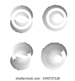 Speed Lines in Circle Form . Spiral Vector Illustration .Technology round Logo . Design element . Abstract Geometric shape . Striped border frame for image