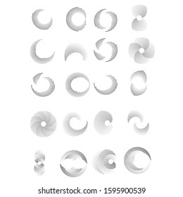 Speed Lines in Circle Form . Spiral Vector Illustration .Technology round Logo . Design element . Abstract Geometric shape . Striped border frame for image