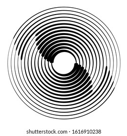 Speed Lines in Circle Form . Spiral Vector Illustration .Technology round Logo . Design element . Abstract Geometric shape . Striped border frame for image