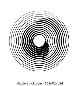 Speed Lines in Circle Form . Spiral Vector Illustration .Technology round Logo . Design element . Abstract Geometric shape . Striped border frame for image