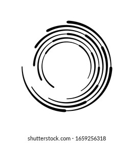 Speed Lines in Circle Form . Spiral Vector Illustration .Technology round Logo . Design element . Abstract Geometric shape . Striped border frame