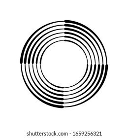 Speed Lines in Circle Form . Spiral Vector Illustration .Technology round Logo . Design element . Abstract Geometric shape . Striped border frame