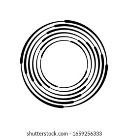 Speed Lines in Circle Form . Spiral Vector Illustration .Technology round Logo . Design element . Abstract Geometric shape . Striped border frame