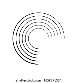 Speed Lines in Circle Form . Spiral Vector Illustration .Technology round Logo . Design element . Abstract Geometric shape . Striped border frame