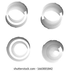 Speed Lines in Circle Form . Spiral Vector Illustration .Technology round Logo . Design element . Abstract Geometric shape . Striped border frame