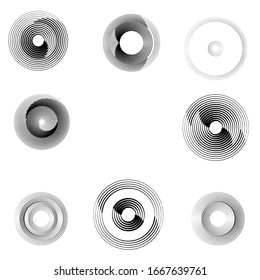 Speed Lines in Circle Form . Spiral Vector Illustration .Technology round Logo . Design element . Abstract Geometric shape . Striped border frame
