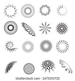 Líneas de velocidad en forma de círculo . Ilustración de vectores en espiral .Logo circular de tecnología . Elemento de diseño . Forma geométrica abstracta . Marco de borde rayado