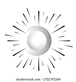 Speed Lines in Circle Form . Spiral Vector Illustration .Technology round Logo . Design element . Abstract Geometric shape . Striped border frame