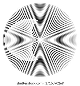 Speed Lines in Circle Form . Spiral Vector Illustration .Technology round Logo . Design element . Abstract Geometric shape . Striped border 