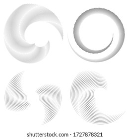 Líneas de velocidad en forma de círculo . Ilustración de vectores espirales .Logo de ronda tecnológica . Elemento de diseño. Resumen Forma geométrica . Marco de borde rayado