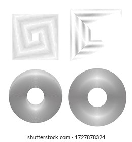 Líneas de velocidad en forma de círculo . Ilustración de vectores espirales .Logo de ronda tecnológica . Elemento de diseño. Resumen Forma geométrica . Marco de borde rayado