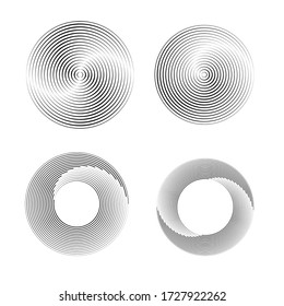 Speed Lines in Circle Form . Spiral Vector Illustration .Technology round Logo . Design element . Abstract Geometric shape . Striped border frame