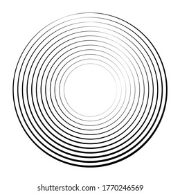 Speed Lines in Circle Form . Spiral Vector Illustration .Technology round Logo . Design element . Abstract Geometric shape . Striped border frame