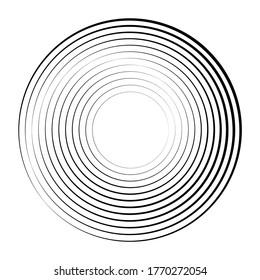 Speed Lines in Circle Form . Spiral Vector Illustration .Technology round Logo . Design element . Abstract Geometric shape . Striped border frame