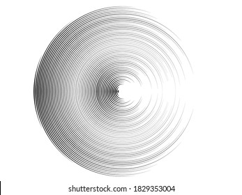 Speed Lines in Circle Form . Spiral Vector Illustration .Technology round Logo . Design element . Abstract Geometric shape . Striped border frame