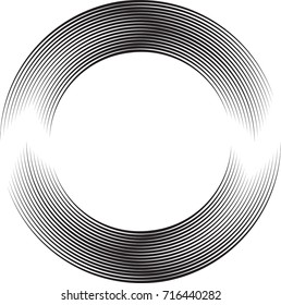 Speed Lines in Circle Form . Spiral Vector Illustration .Technology round Logo . Design element  . Abstract Geometric shape . Stylish Circular arrow . 