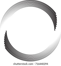 Speed Lines in Circle Form . Spiral Vector Illustration .Technology round Logo . Design element  . Abstract Geometric shape . Stylish Circular arrow . 