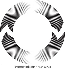 Speed Lines in Circle Form . Spiral Vector Illustration .Technology round Logo . Design element . Abstract Geometric shape . Circular arrows
