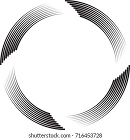 Speed Lines in Circle Form . Spiral Vector Illustration .Technology round Logo . Design element . Abstract Geometric shape . Circular arrows