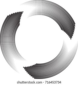 Speed Lines in Circle Form . Spiral Vector Illustration .Technology round Logo . Design element . Abstract Geometric shape . Circular arrows