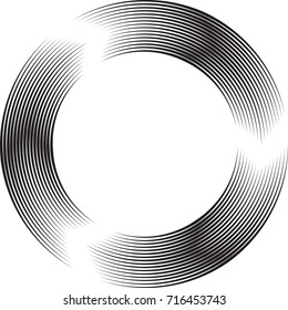 Speed Lines in Circle Form . Spiral Vector Illustration .Technology round Logo . Design element . Abstract Geometric shape . Circular arrows