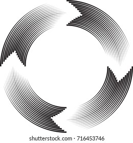 Speed Lines in Circle Form . Spiral Vector Illustration .Technology round Logo . Design element . Abstract Geometric shape . Circular arrows