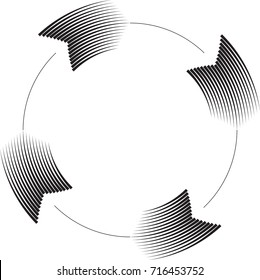 Speed Lines in Circle Form . Spiral Vector Illustration .Technology round Logo . Design element . Abstract Geometric shape . Circular arrows