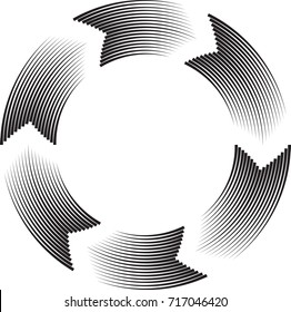 Speed Lines in Circle Form . Spiral Vector Illustration .Technology round Logo . Design element . Abstract Geometric shape . Circular arrows