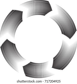 Speed Lines in Circle Form . Spiral Vector Illustration .Technology round Logo . Design element . Abstract Geometric shape . Circular arrows