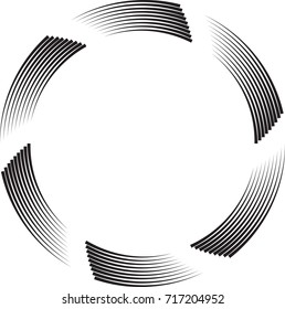 Speed Lines in Circle Form . Spiral Vector Illustration .Technology round Logo . Design element . Abstract Geometric shape . Circular arrows