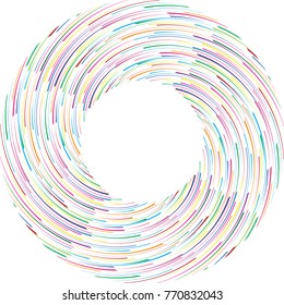 Speed Lines in Circle Form . Spiral Vector Illustration .Technology round Logo . Design element . Abstract Geometric shape . Circular arrows