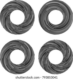 Speed Lines in Circle Form . Spiral Vector Illustration .Technology round Logo . Design element . Abstract Geometric shape . Circular arrows