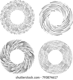 Speed Lines in Circle Form . Spiral Vector Illustration .Technology round Logo . Design element . Abstract Geometric shape . Circular arrows