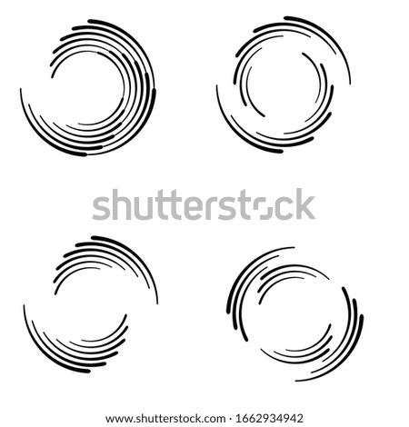 Speed Lines in Circle Form . Spiral Vector Illustration .Technology round Logo . Design element . Abstract Geometric shape . Striped border frame