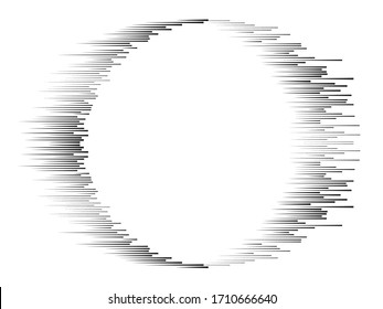 Speed Lines in circular Form . Vector Illustration . Letter o Logo . Design element . Abstract Geometric shape . 
