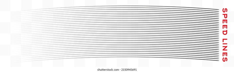 Speed lines. Design element, motion effect signs. Black lines on white background. Vector illustration.