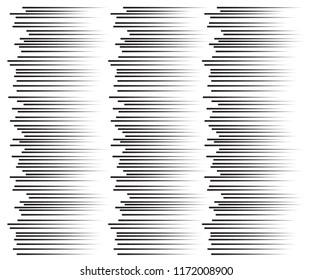 Speed lines Flying particles Seamless pattern, Fight stamp Manga graphic texture, Comic book speed horizontal lines on white background