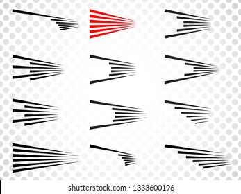 Speed Lines Form . Vector Illustration . Fast Motion .   Logo Design element . Movement effect . Abstract Geometric shape . 